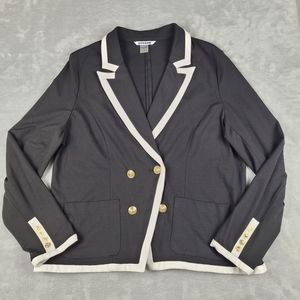 Nygard Women's Blazer Black Contrast Trim Golden Buttons Plus Size 1X